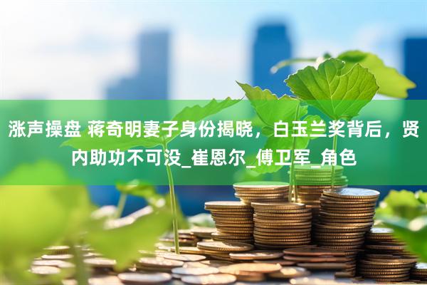 涨声操盘 蒋奇明妻子身份揭晓，白玉兰奖背后，贤内助功不可没_崔恩尔_傅卫军_角色